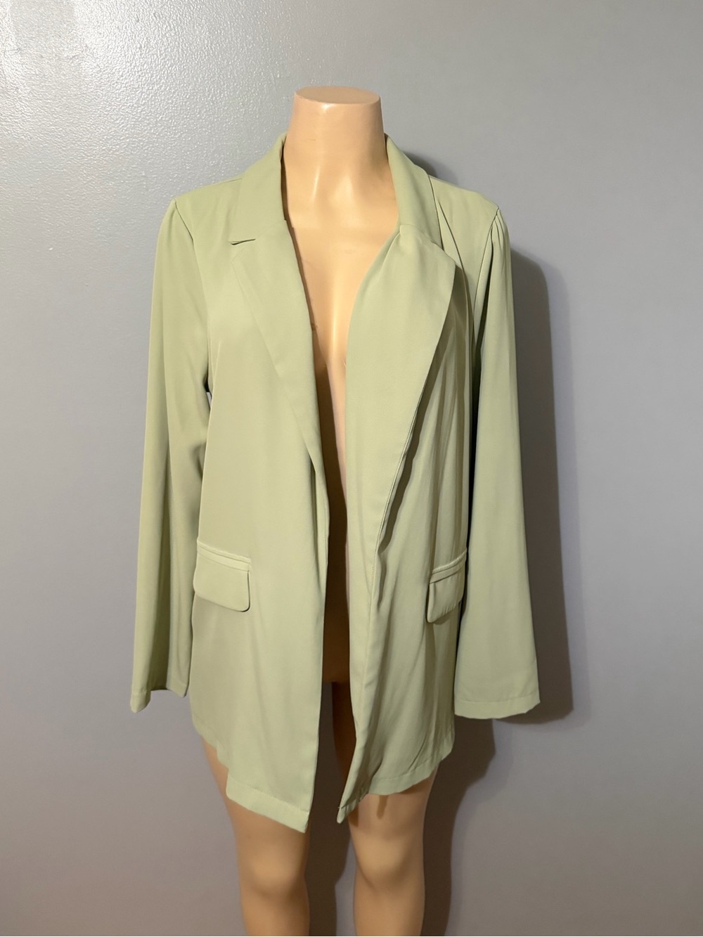 MELLODAY Light Sage Open Blazer